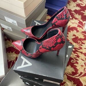 Red Snake Print Women's Heels